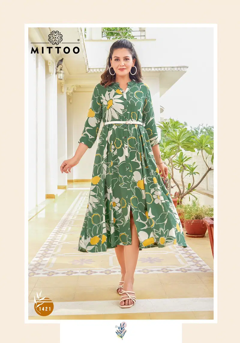 Belt Vol 17 By Mittoo Rayon Printed Party Wear Kurtis Wholesale Price In Surat